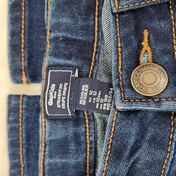 GAP Kids Boys Straight Fit Denim, Size 12 Reg/26" Waist, Dark Rinse - Picture 3 of 17